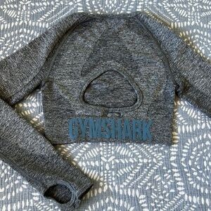 GYMSHARK Flex Long Sleeved Crop Charcoal Gray Marl | XS